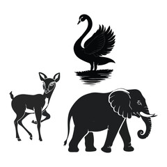 animal silhouette set. black animal icon isolate image design illustration.