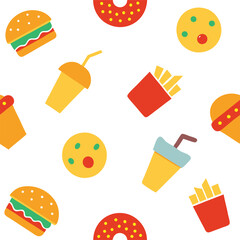 Junk Food Patten Design Vector Illustration