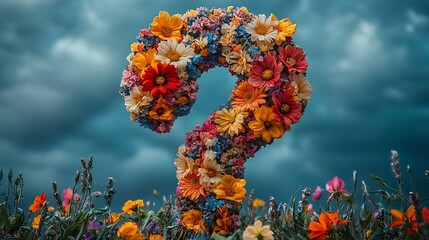 Vibrant Floral Question Mark Symbolizing the Beauty and Mystery of Life s Journey