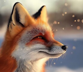 Fototapeta premium a closeup face of a fox