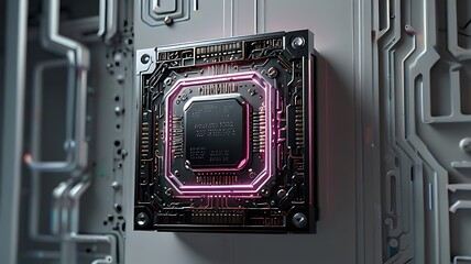 Advanced Computer Processor System Detailed Closeup View