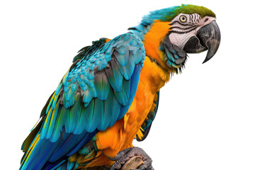 Fototapeta premium Vibrant and Colorful Macaw Isolated on a White Background for Artistic Presentations and Nature Theme Projects