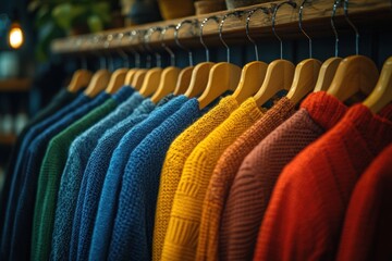 Obraz premium Colorful Clothing Boutique Fashion Store Shopping Apparel Rack Garments Textile Retail Style
