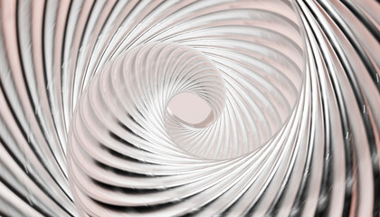 Abstract 3D render of metallic spiraling rings
