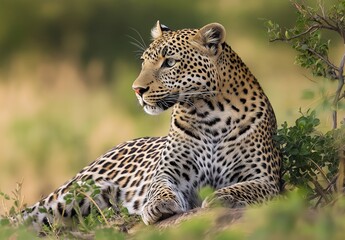 Naklejka premium Leopard in the African savannah