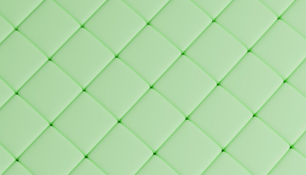 Green quilted geometric pattern background with a diamond design.