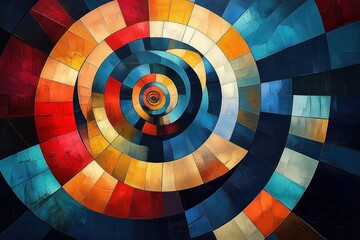 Obraz premium abstract geometric art background vibrant colorful mosaic design illustration spiral composition