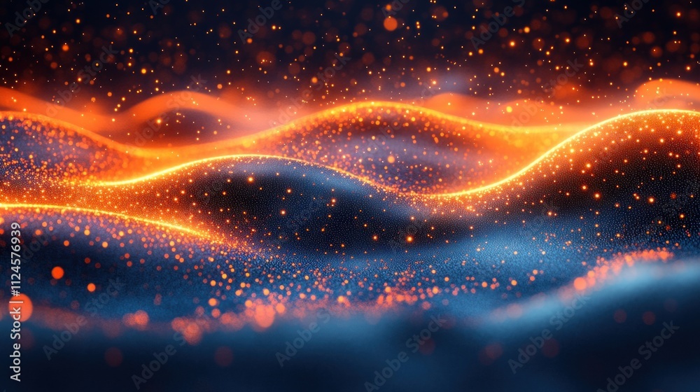 Poster abstract digital wave background with glowing particles and dramatic backlighting for technology and