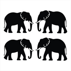 Fototapeta premium elephant silhouette icon set. black elephant set. elephant silhouette vector design image illustration. elephant silhouette isolated image design illustration. 