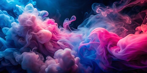 Abstract Pink and Blue Smoke Creating Enchanting Shapes in a High Depth of Field Setting for a Dreamlike Visual Experience