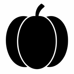 Black Silhouette of a Pumpkin Vector Art Illustration