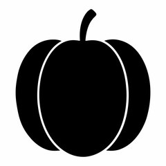 Black Silhouette of a Pumpkin Vector Art Illustration