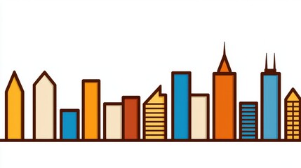Obraz premium Colorful Urban Skyline Illustration with Distinctive Architectural Shapes