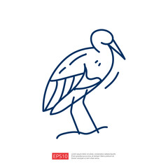 A simple line drawing of a bird standing in water, showcasing a minimalist artistic style.
