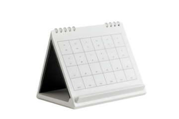 Isolated Top-Down View of a Minimalist Calendar Stand on a Pure White Background for Professional Use