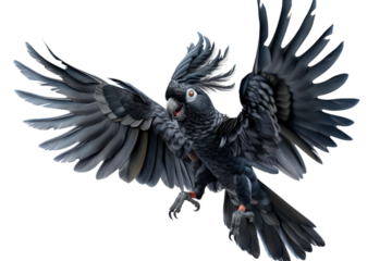 Playful Cartoon Black Palm Cockatoo in a Fun Pose Isolated on White Background for Creative Projects