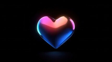 A glowing, multicolored heart shape against a black background, symbolizing love and affection with a vibrant, modern design.