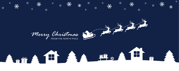 christmas banner santa claus in a sleigh with reindeer vector illustration © krissikunterbunt