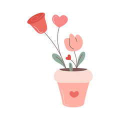 Cute Roses Flower Pot Illustration