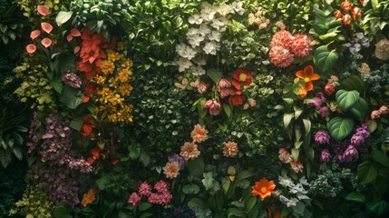 Naklejka premium Green wall panel garden on a house wall
