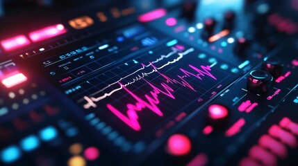 Obraz premium Realistic close-up of hospital heart monitor displaying critical patient health data with precision