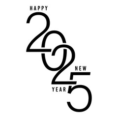 Fototapeta premium Black color new style with white background 2025 Happy new year vector illustration design. 
