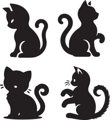 Elegant Cat Silhouettes Collection - Adobe Stock Vector Art
