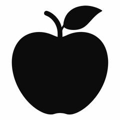 Black Silhouette of an Apple Vector Art Illustration