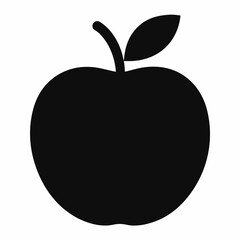 Black Silhouette of an Apple Vector Art Illustration