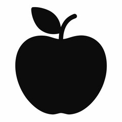 Black Silhouette of an Apple Vector Art Illustration