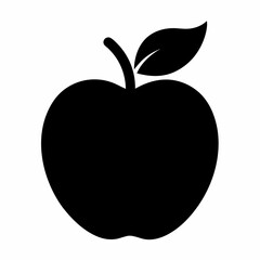 Black Silhouette of an Apple Vector Art Illustration