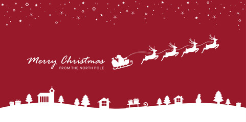 christmas banner santa claus in a sleigh with reindeer vector illustration © krissikunterbunt