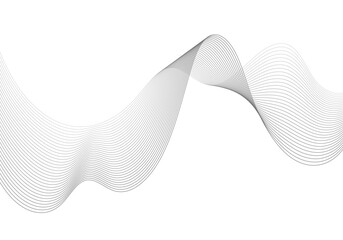 Undulate Grey Wave Swirl, frequency sound wave, twisted curve lines with blend effect. Technology, data science, geometric border. Isolated on white background. Vector illustration.