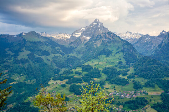 Scenic mountain view of M�rtschenstock from Chapf viewpoint in Eastern Switzerland