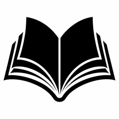 Black Silhouette of an Open Book - Vector Art Illustration