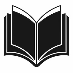 Black Silhouette of an Open Book - Vector Art Illustration