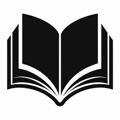 Black Silhouette of an Open Book - Vector Art Illustration