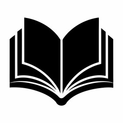 Black Silhouette of an Open Book - Vector Art Illustration