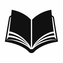 Black Silhouette of an Open Book - Vector Art Illustration