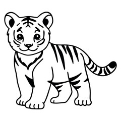 Tiger cub silhouette vector style