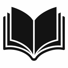 Black Silhouette of an Open Book - Vector Art Illustration