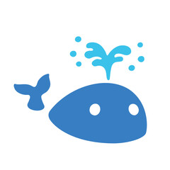 Spouting Whale Vector Icon - Friendly Cartoon-Styled Marine Mammal