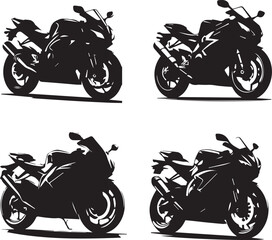 Motorcycle Silhouettes Collection - High-Quality Vector Graphics