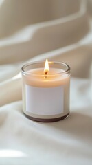 Minimalist candle: warm glow in neutral tones