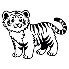 Tiger cub silhouette vector style