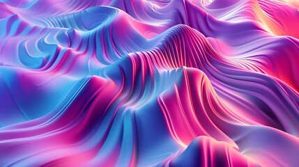 Obraz premium An abstract background of wavy, neon pink and blue shapes.