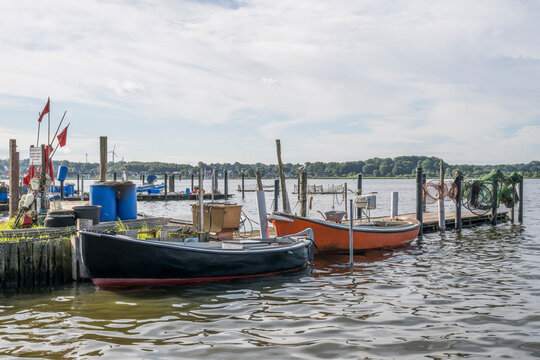 Harbor of old fishing settlement Holm in Schleswig, Schleswig-Holstein, Germany.