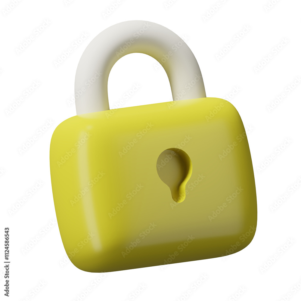 Poster vibrant yellow 3d lock icon symbolizing secure access and privacy protection