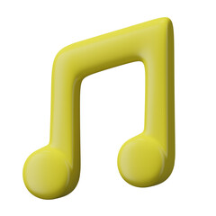 Stylized 3D Render of Musical Note Icon Symbol for Media and Audio Concept