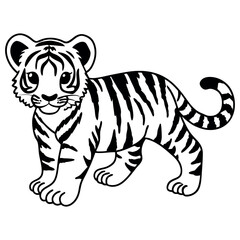 Tiger cub silhouette vector style